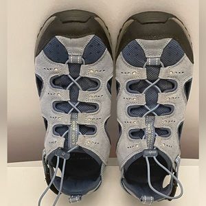 Lands End women’s shoes, blue water, sport sandal, hiking, slip on 9.5 B.